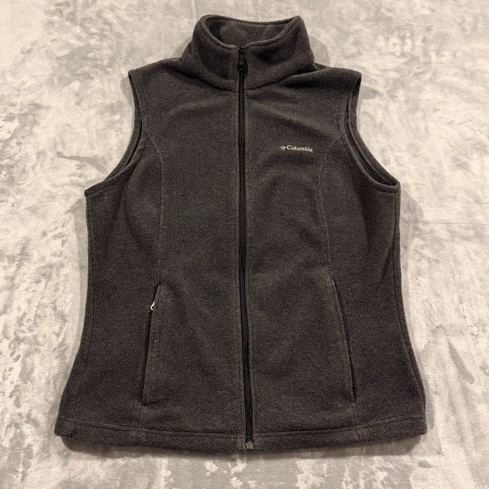 Columbia Benton Springs Fleece Vest Women's Large Gray WL1023 Full Zip Soft
